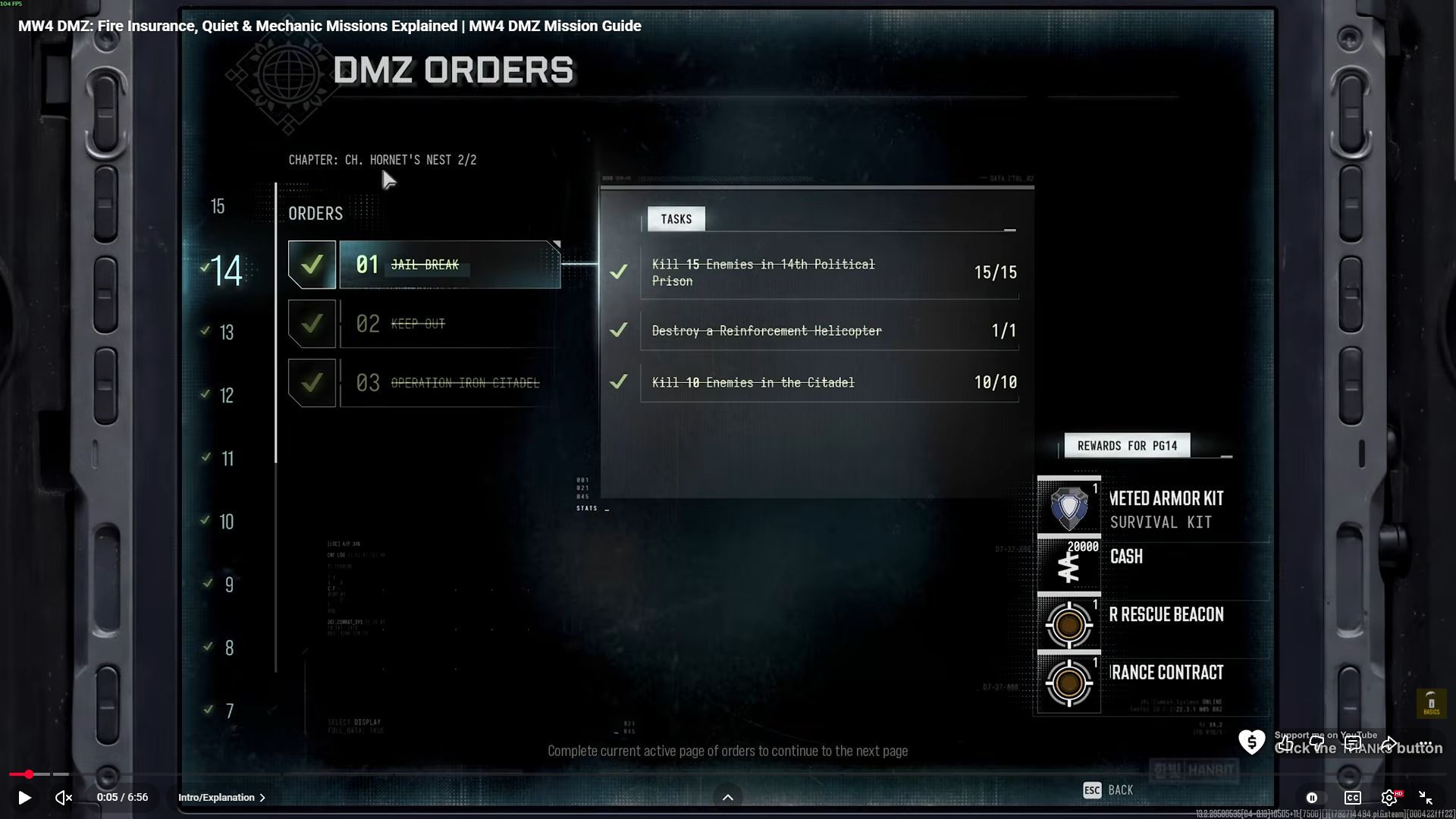 Jail Break's selected panel separates prison kills, the reinforcement helicopter and Citadel kills into three counters.