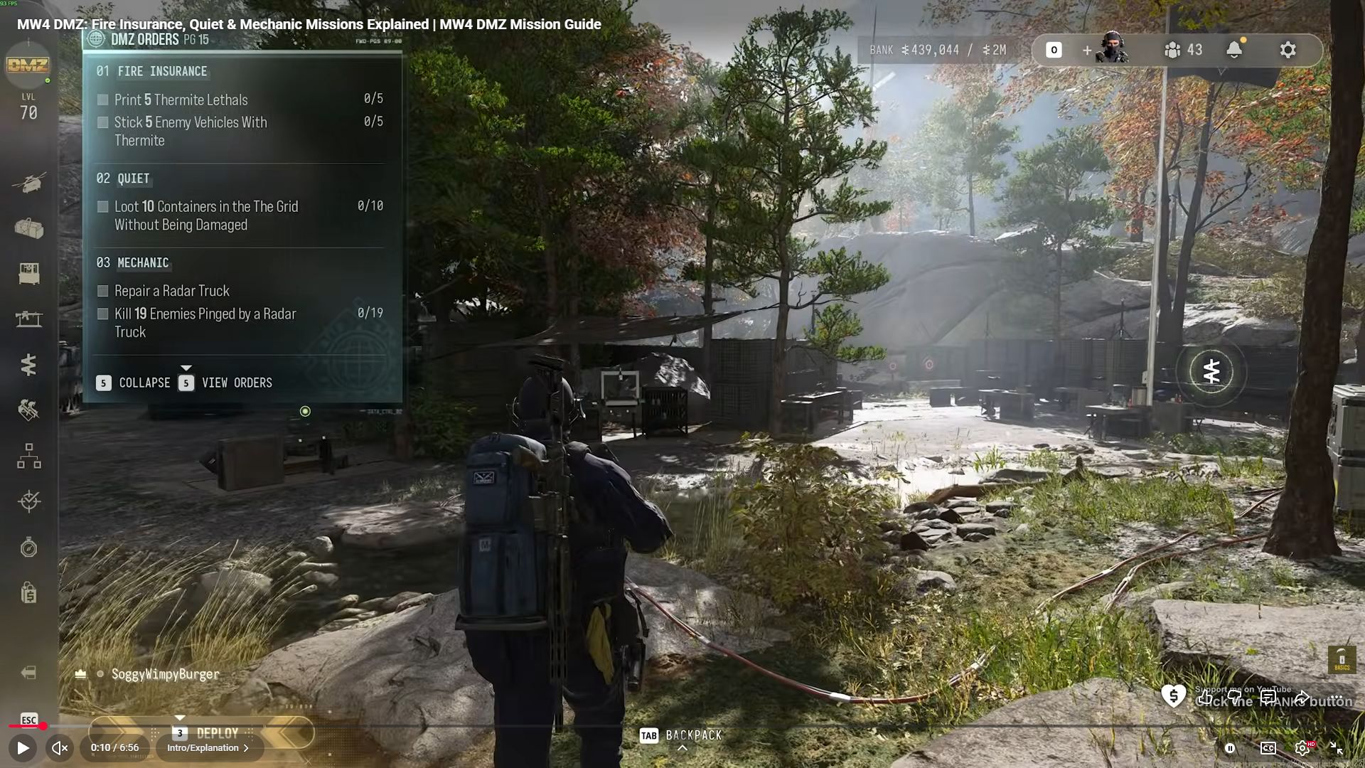 Gameplay tracker showing the Mechanic radar-truck objectives