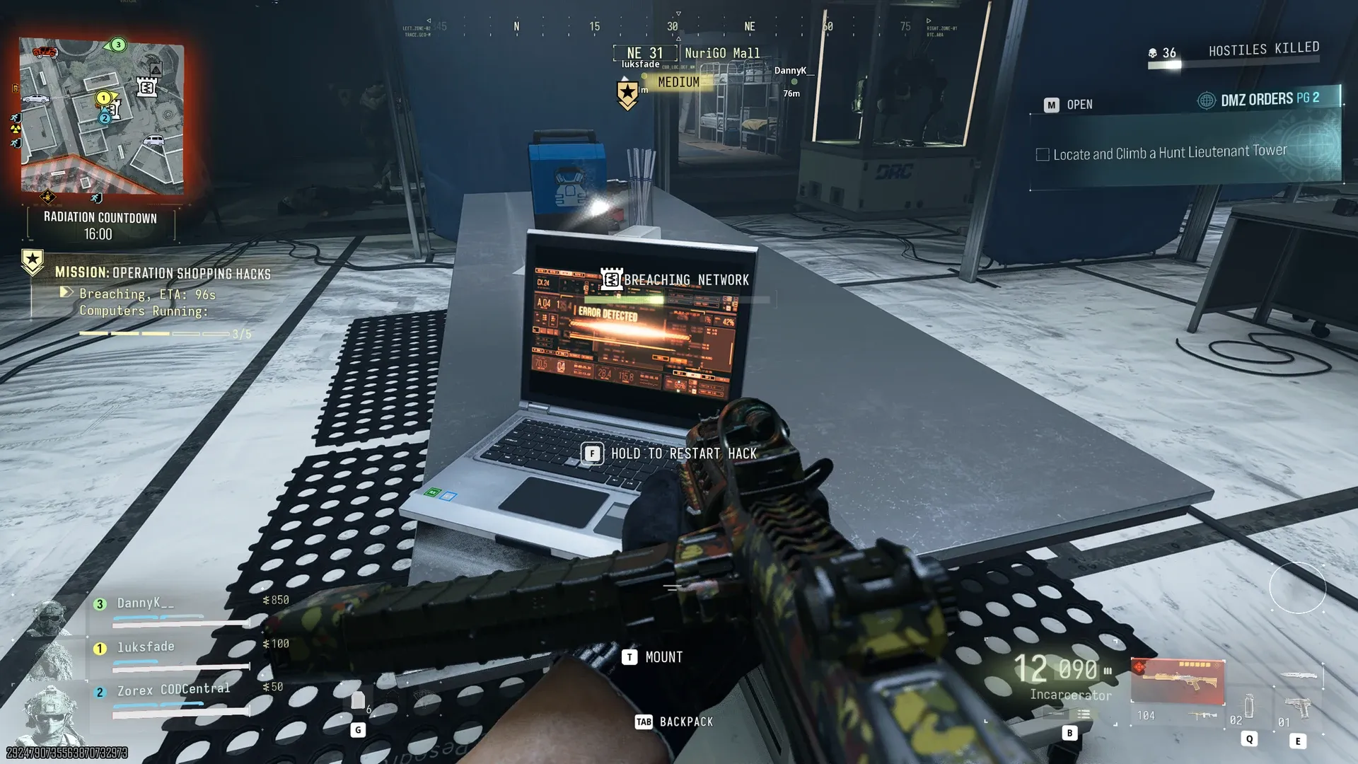 Lab computer requiring a restart during Shopping Hacks